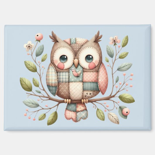 Patchwork Owl in Whimsical Woodland Magnet (Vorderseite)