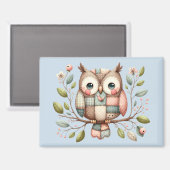 Patchwork Owl in Whimsical Woodland Magnet (Vorderseite/Rückseite)