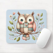 Patchwork Owl in Whimsical Woodland Mousepad (Mit Mouse)
