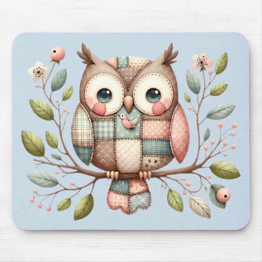 Patchwork Owl in Whimsical Woodland Mousepad (Vorne)
