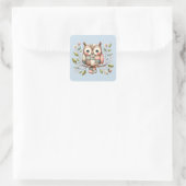 Patchwork Owl in Whimsical Woodland Quadratischer Aufkleber (Tasche)