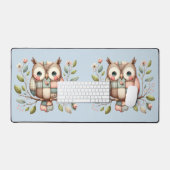Patchwork Owl in Whimsical Woodland Schreibtischunterlage (Tastatur & Maus)
