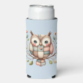 Patchwork Owl in Whimsical Woodland Selters Dosenkühler (Seltzer Vorderseite)