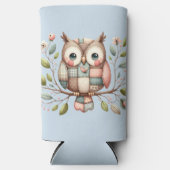 Patchwork Owl in Whimsical Woodland Selters Dosenkühler (Vorderseite)