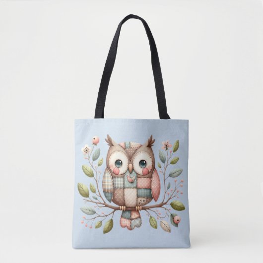 Patchwork Owl in Whimsical Woodland Tasche (Vorderseite)