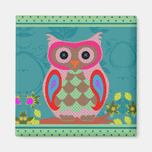 Patchwork Owl Magnet
