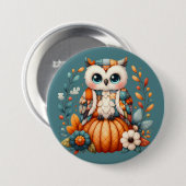 Patchwork Owl on Pumpkin - Cottcore Fall Button (Vorne & Hinten)