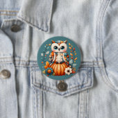 Patchwork Owl on Pumpkin - Cottcore Fall Button (Beispiel)