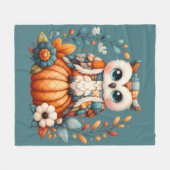Patchwork Owl on Pumpkin - Cottcore Fall Fleecedecke (Vorderseite (Horizontal))