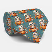 Patchwork Owl on Pumpkin - Cottcore Fall Krawatte (Gerollt)