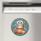 Patchwork Owl on Pumpkin - Cottcore Fall Magnet (In Situ (Geschirrspüler))