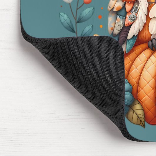 Patchwork Owl on Pumpkin - Cottcore Fall Mousepad (Ecke)