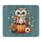 Patchwork Owl on Pumpkin - Cottcore Fall Schneidebrett (Vorderseite)