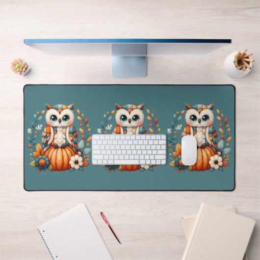 Patchwork Owl on Pumpkin - Cottcore Fall Schreibtischunterlage (Büro 1)