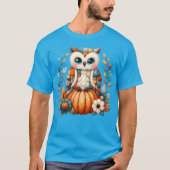Patchwork Owl on Pumpkin - Cottcore Fall T-Shirt (Vorderseite)