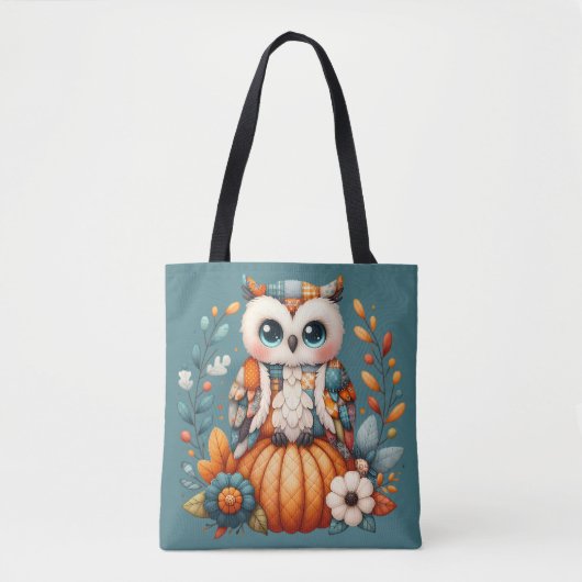 Patchwork Owl on Pumpkin - Cottcore Fall Tasche (Vorderseite)