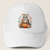 Patchwork Owl on Pumpkin - Cottcore Fall Truckerkappe (Vorderseite)