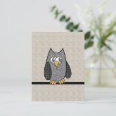 Patchwork Owl, Schwarz und Weiß mit Tan Hintergrun Postkarte (Stehend Vorderseite)