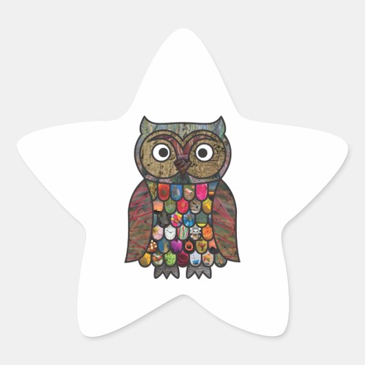 Patchwork Owl Stern-Aufkleber (Vorderseite)