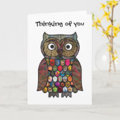 Patchwork Owl Thinking of you Card Karte (Gelbe Blume)