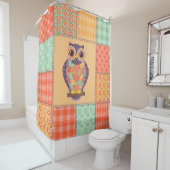 Patchwork Owl Vintages Nahtloses Muster Duschvorhang (Beispiel)