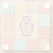 Patchwork Owl Vintages Nahtloses Muster Glasuntersetzer (Rückseite)