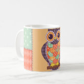 Patchwork Owl Vintages Nahtloses Muster Kaffeetasse (Vorderseite Links)