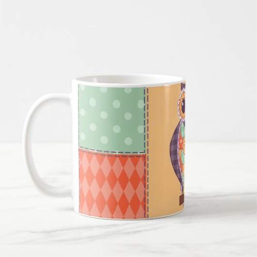 Patchwork Owl Vintages Nahtloses Muster Kaffeetasse (Links)