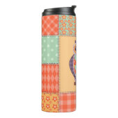 Patchwork Owl Vintages Nahtloses Muster Thermosbecher (Nach links gedreht)