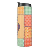 Patchwork Owl Vintages Nahtloses Muster Thermosbecher (Nach rechts gedreht)