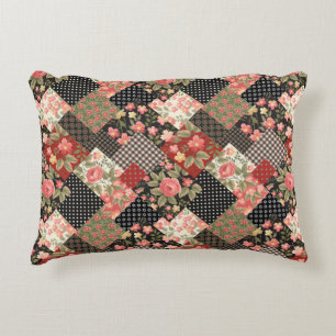 Patchwork Pattern Blume Polka Dot Geometric Plai Dekokissen