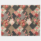 Patchwork Pattern Blume Polka Dot Geometric Plai Fleecedecke (Vorderseite (Horizontal))