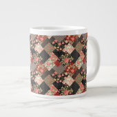 Patchwork Pattern Blume Polka Dot Geometric Plai Jumbo-Tasse (Vorderseite Rechts)