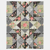 Patchwork Pattern Butterfets Blume Foliage Rose Fleecedecke (Vorderseite)