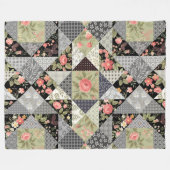 Patchwork Pattern Butterfets Blume Foliage Rose Fleecedecke (Vorderseite (Horizontal))