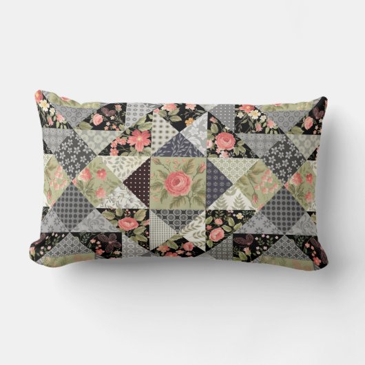 Patchwork Pattern Butterfets Blume Foliage Rose Lendenkissen (Vorderseite)
