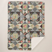Patchwork Pattern Butterfets Blume Foliage Rose Sherpadecke (Vorderseite)