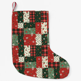 Patchwork pattern christmas  green red kleiner weihnachtsstrumpf