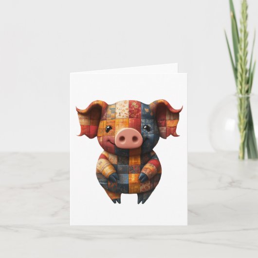Patchwork Pig Greetings Card Dankeskarte (Vorderseite)