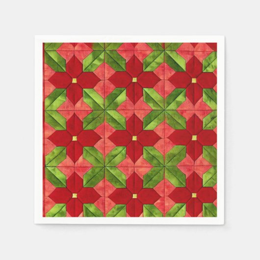Patchwork Poinsettia Pattern Decoupage Napkins Serviette (Vorderseite)