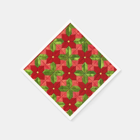 Patchwork Poinsettia Pattern Decoupage Napkins Serviette (Ecke)