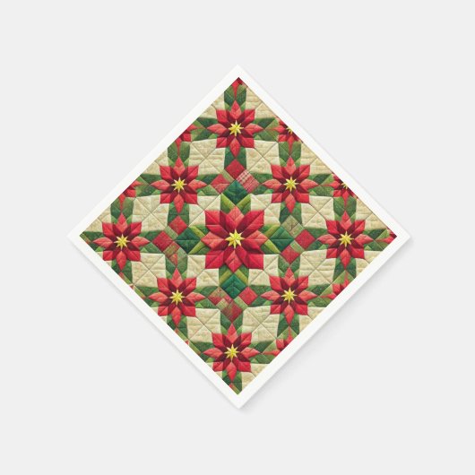 Patchwork Poinsettia Stars Decoupage Napkins Serviette (Ecke)