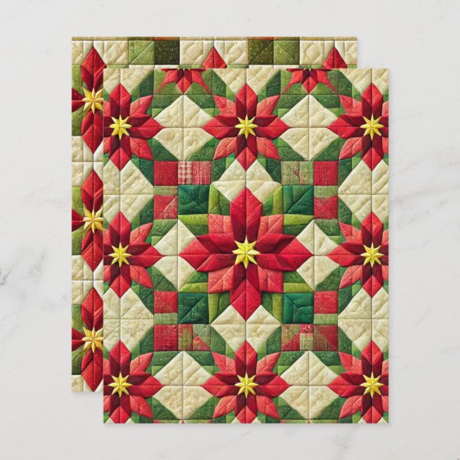 Patchwork Poinsettia Stars Scrapbook Paper (Vorne/Hinten)