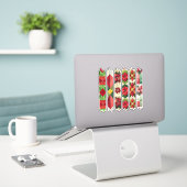 Patchwork Poinsettia Washi Tape Scrapbook Stickers Aufkleber (Laptop auf Schreibtisch)