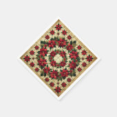 Patchwork Poinsettia Wreath Decoupage Napkins Serviette (Ecke)
