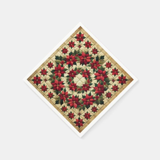 Patchwork Poinsettia Wreath Decoupage Napkins Serviette (Ecke)