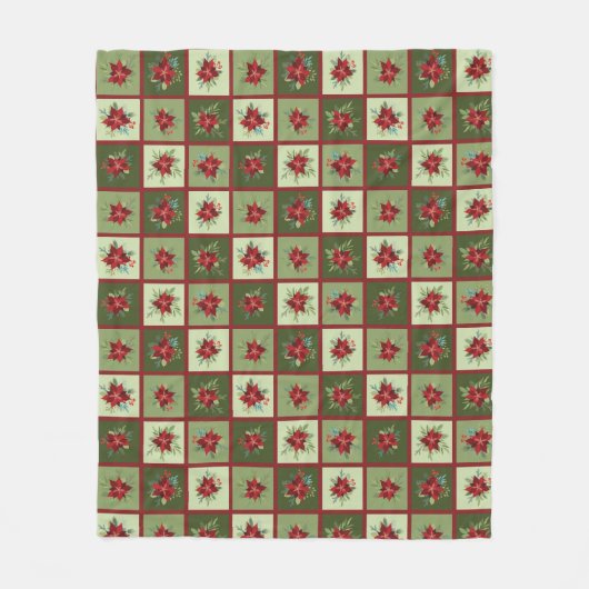 Patchwork Poinsettias T - Shirt Fleecedecke (Vorderseite)