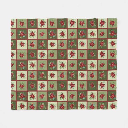 Patchwork Poinsettias T - Shirt Fleecedecke (Vorderseite (Horizontal))