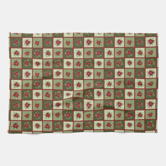 Patchwork Poinsettias T - Shirt Geschirrtuch (Horizontal)