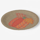 Patchwork Pumpkin Erntedank Paper Tellers 9" Pappteller (Schrägansicht)